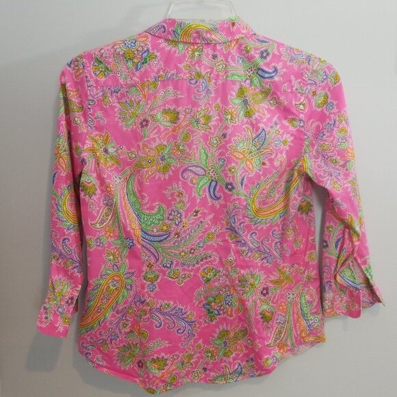 Ralph Lauren Paisley Floral Bright Button Down PM Petite Medium - Picture 4 of 6